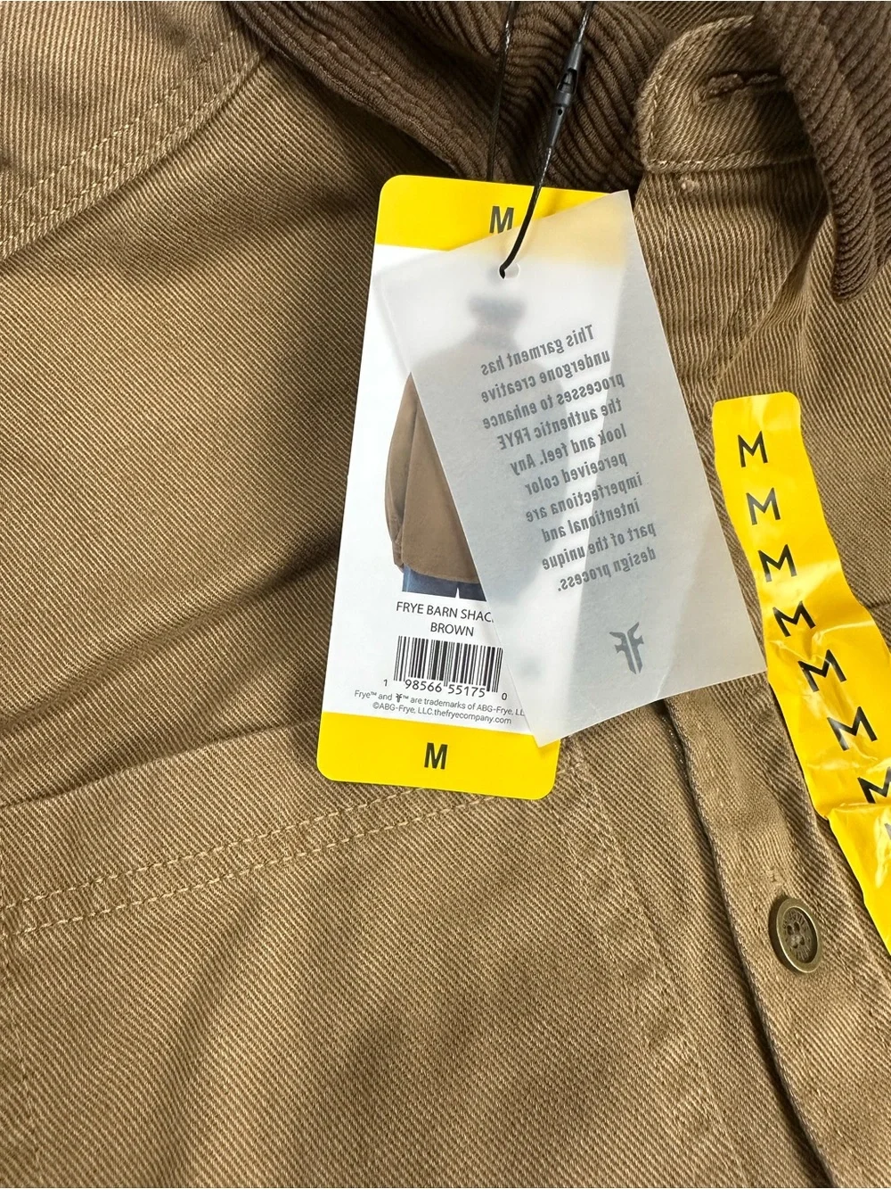 Men's Medium Frye Barn Shacket Brown Button-Up Work Shirt Jacket